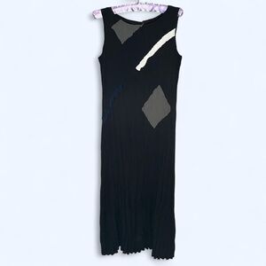 Vtg Babette San Francisco Dress Maxi Patchwork Textured Crinkled Art Wear Medium